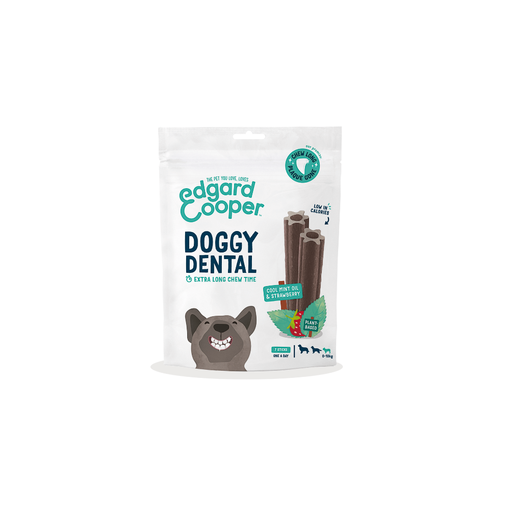 E&C Dental Fresa y Menta Pequeño Edgard & Cooper Sitck Dental de Menta y Fresa snacks para perros - Imagen 1