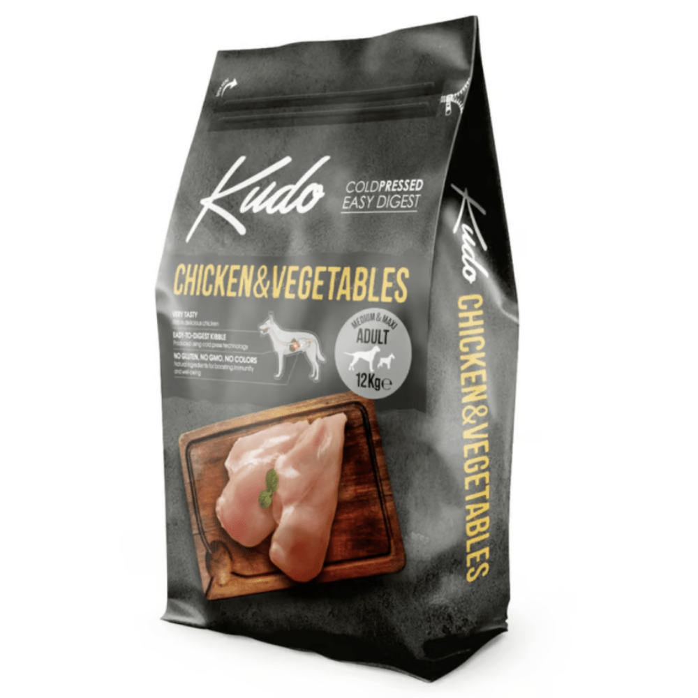 Kudo adulto pollo mediummaxi 12kg Kudo Pollo y Vegetales Adulto Medium & Maxi pienso para perros - Imagen 1