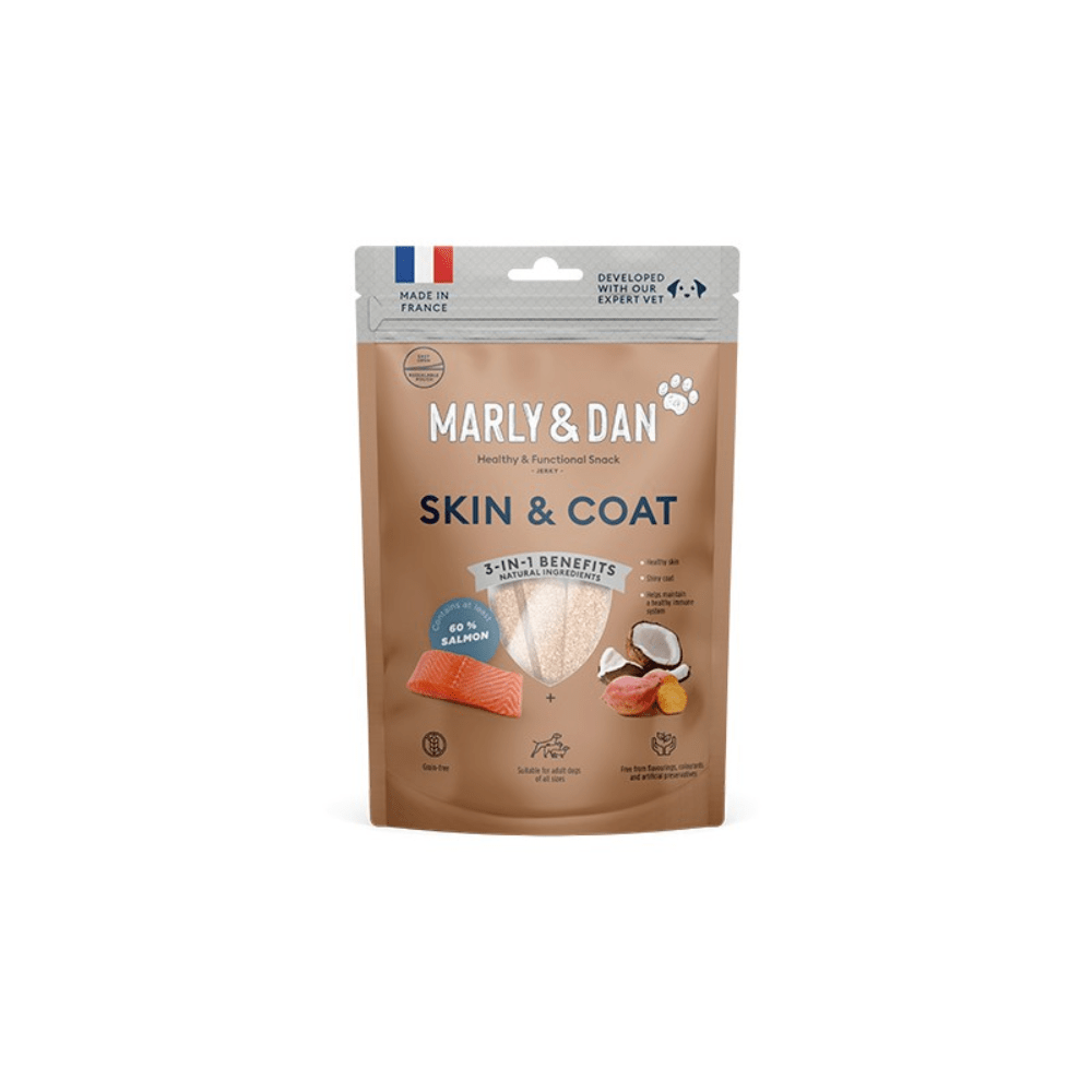 Marly & Dan Jerky Skin & Coat Dog 80gr Marly & Dan Jerky Skin & Coat Dog 80gr para perros - Imagen 1