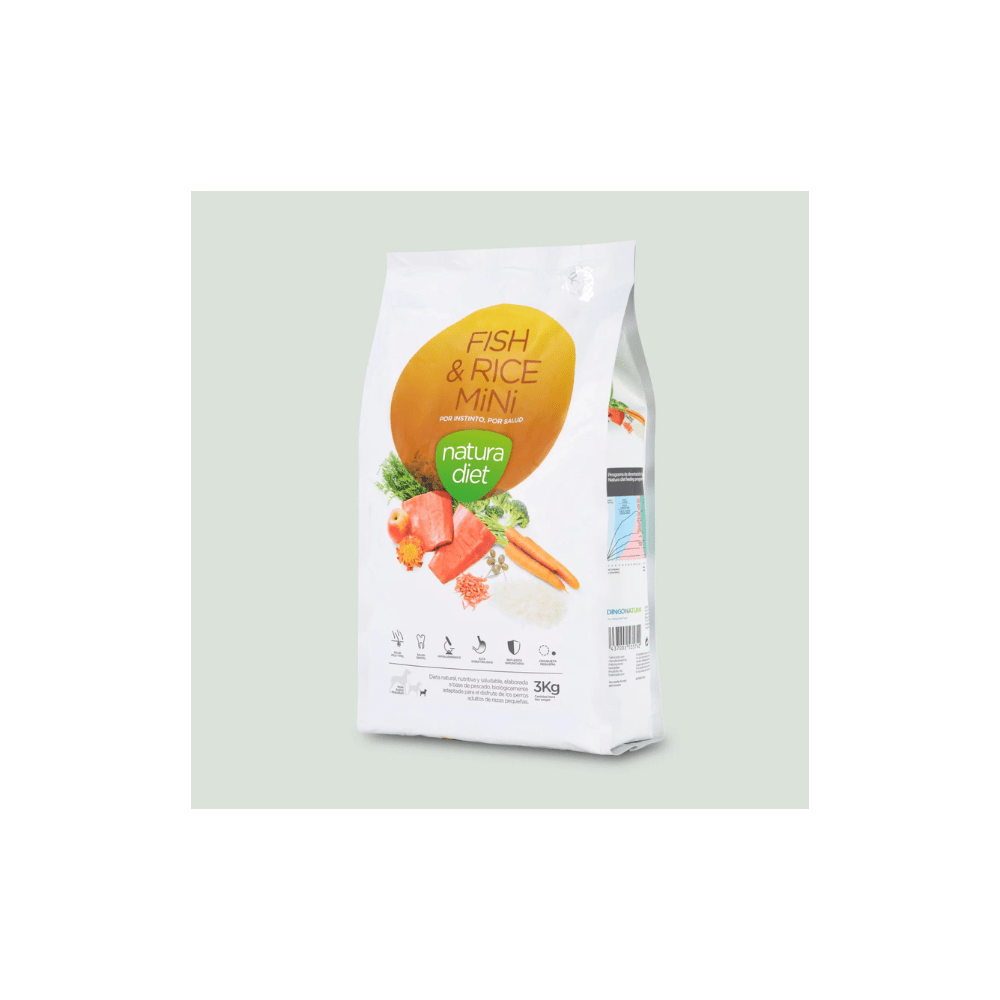 Natura Diet Fish & Rice Adulto Mini 3kg Natura Diet Adulto Mini de Pescado y Arroz pienso para perros - Imagen 1