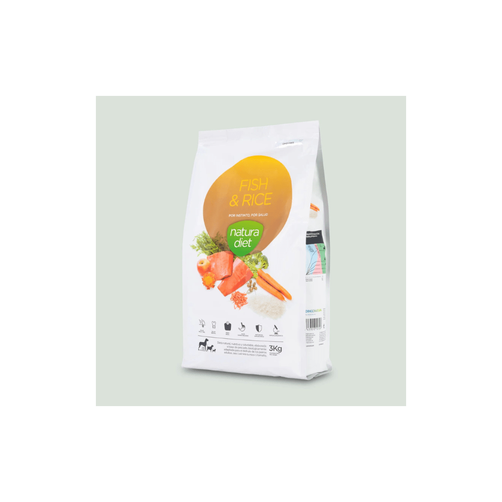 Natura Diet Fish & Rice Perro 3kg Natura Dieto Adulto de Pescado y Arroz pienso para perros - Imagen 1