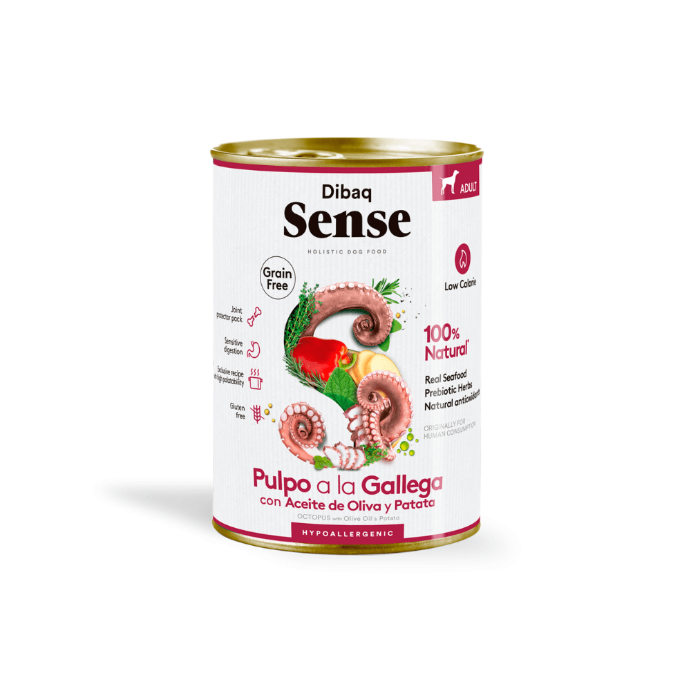 WET SENSE PULPO A LA GALLEGA 380gr Dibaq Sense Adulto de Pulpo a la Gallega latas para perros - Imagen 1