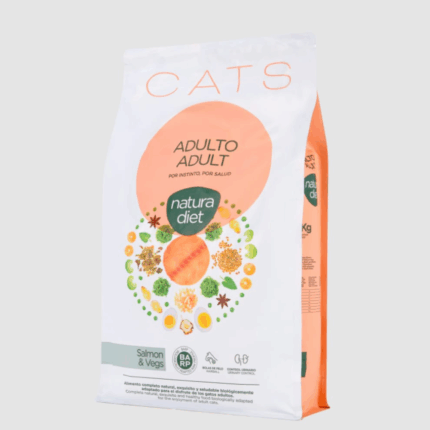 Natura Diet Gato Adulto Salmon y Vegetales pienso para gatos.